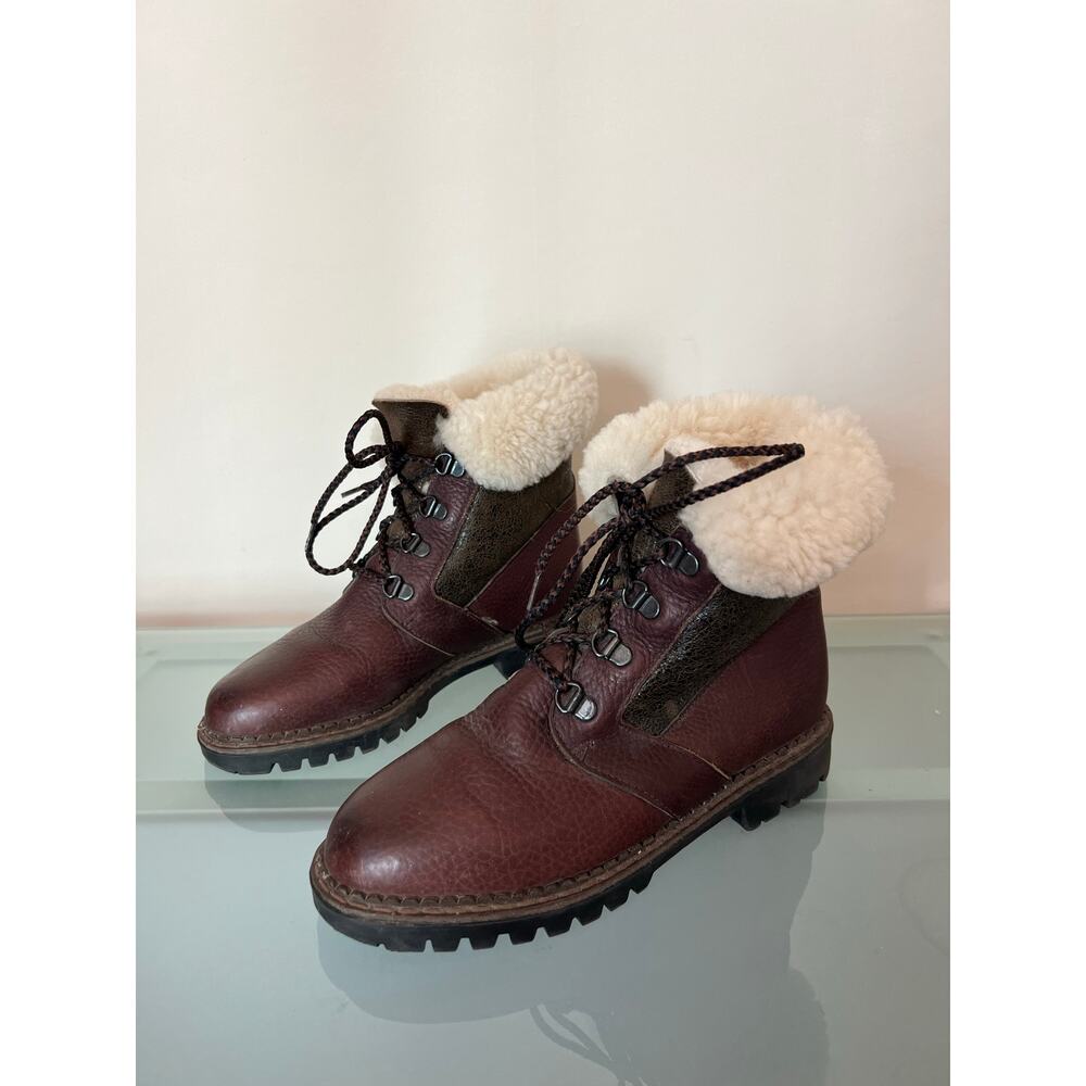 Vintage Women’s Orvis Two Tone shearling Brown Leather Ankle Boots Canada W 6 B